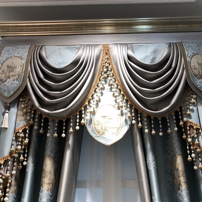 *欧式浮雕窗帘宫廷豪华客厅大气水波帘头大厅落地窗遮光2020p新款