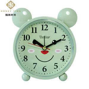 翰林时光hanlintime个性创意时尚可爱卡通小熊4英寸圆形数字闹钟
