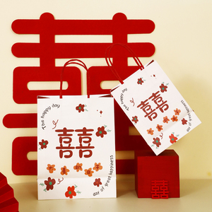 中式喜糖手提袋吾家有喜结婚礼品袋婚庆伴手礼定制红色纸袋子批发