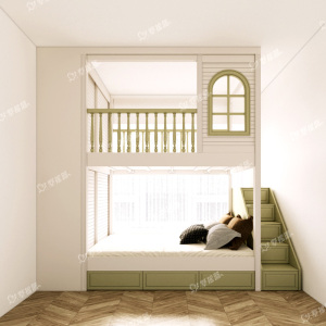 全屋定制上下床双层床榻榻米上下铺带衣柜组合儿童城堡床隐私空间