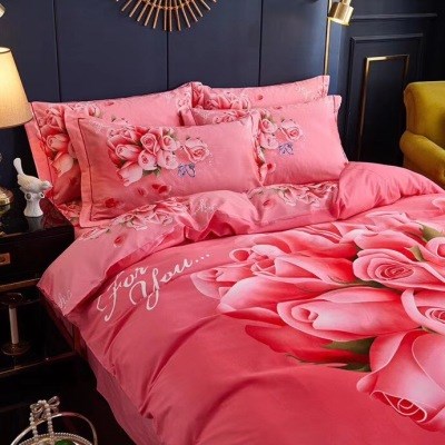 床单四件大红花