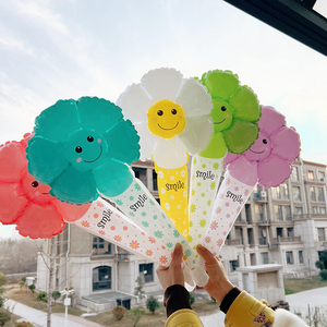 太阳花手持打击棒气球地推活动礼品儿童卡通铝膜充气玩具生日汽球