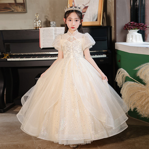 女童公主裙夏季长款蓬蓬纱晚礼服儿童洋气女孩主持生日钢琴演出服
