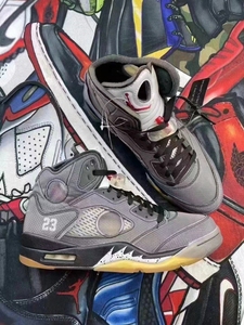 小鬼王琳凯同款aj5 nike air jordan5 x ow男休闲篮球鞋 黑蝉翼