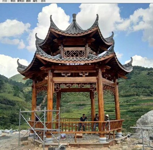 厂家直销o碳化防腐木凉亭古建长廊木屋廊架六角凉亭子实木户外长