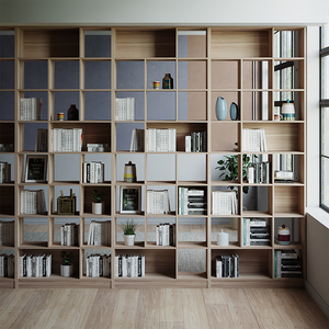高格子柜自由组合书柜定制满整墙置物架实木日式木质客厅落地书架