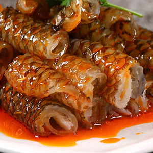 荷味红油鱼皮卷海味零食即食凉拌菜香辣鱼皮丝成品