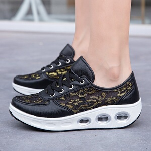 日本购春夏季摇摇鞋透气网鞋女鞋气垫鞋女韩版运动休闲鞋单n鞋