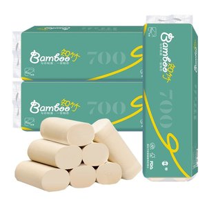 知竹bamboo无芯卷纸浆4层48卷本色卫生纸巾家用实心无印花无香