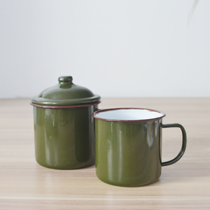 22军绿色搪瓷杯怀旧茶缸口杯老式解放茶杯带盖复古a老干部杯子可