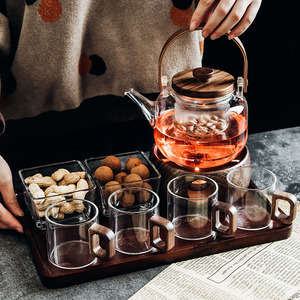 玫瑰花茶壶蜡烛加热煮茶炉下午茶茶具套装水果茶养生泡茶壶耐高温