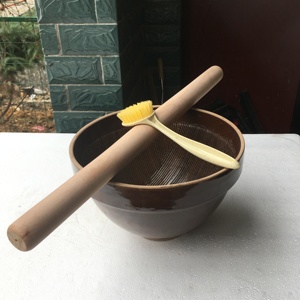擂茶钵擂辣椒u皮蛋钵的雷钵雷茶工具擂茶棍擂咸茶钵套老式家用手