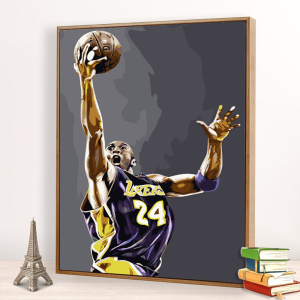 22数字油画diy填充油彩画nba科比乔丹明星球员涂鸦画d简单人物装