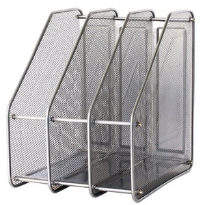 优必利 桌面收纳 金属铁网四联 文件座 文件栏 文件筐 文件框 文