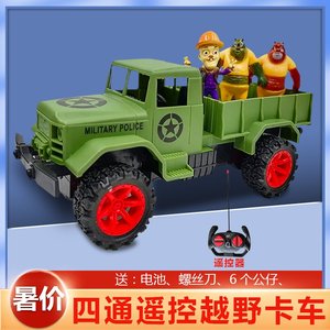 儿童皮卡车玩具工程车遥控军车模型熊出没光头强大手办玩偶套装