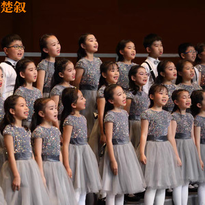 新款儿童合唱服中小学生诗歌朗诵钢琴表演合唱团演出服装主持礼服