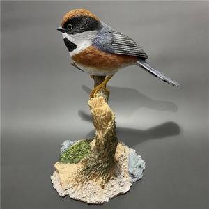 摆件工艺品鸟类家居装饰品办公室客厅房间树脂红头长尾山雀模型