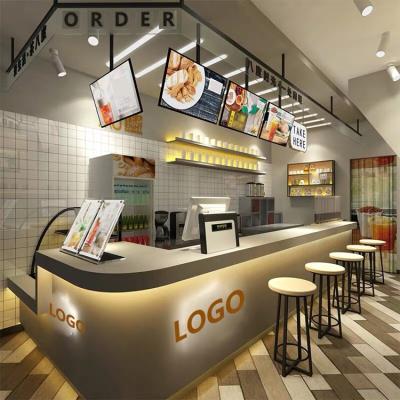 定做鸡排甜品奶茶冷饮咖啡水果店大理石烤漆吧台转角弧形收银前台