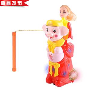 男孩玩具猪八戒背媳妇 吉祥猪电动灯光儿s童手提灯笼 1-12岁