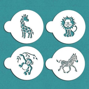 动物园狮子猴子斑马长颈鹿喷画模镂空模板翻糖蛋糕装饰糖粉筛