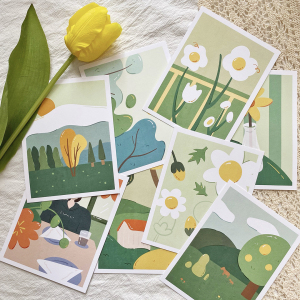 张可乐kk-原创插画|植物与春天明信片|绿色装饰 创意卡片