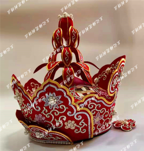 苏州刺绣王记梅花手工定制精工绣宝相花五佛冠八宝飘带苏绣毗卢帽