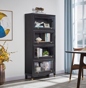 新中l式书柜落地自由组合收纳储物柜子卧室书房实木书架多层文件