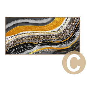 p轻奢大气客厅装饰画抽象晶瓷画手工镶钻烤瓷水晶画大厅样板间壁