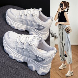 春达官方旗舰店老爹鞋女2021年新款百搭松糕厚底内增高女鞋网面春