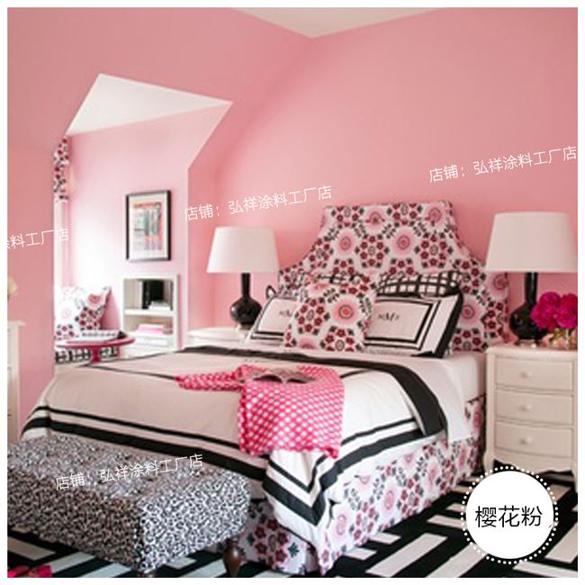 粉色乳胶w漆o公主粉蔷薇脏粉色粉红色莫兰迪色彩色刷墙涂料背景墙