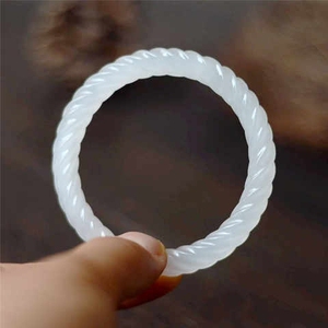 转运仙镯和田玉麻花手镯家有仙妻同款圆条白玉雕花玉镯子绞丝新疆