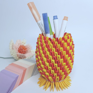 纸缘手工三角插折纸菠萝笔筒diy礼物学生笔筒制作材料包半成m品