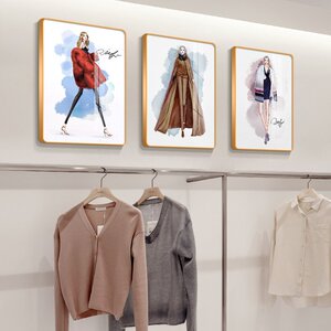 新款定制女装店挂画婚纱店服装店装饰画衣帽间试衣间直播间背景墙