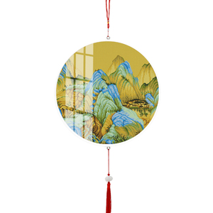 圆形十字绣千里江山图diy手工小件自h己绣带框刺绣古风青绿简单绣