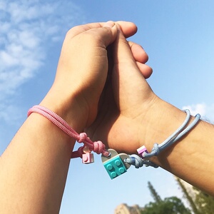 lego乐高手链情侣款一对手环好朋友frieknds闺蜜积木玩具爱心手绳