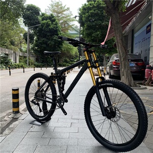 26寸软尾山地车油刹冲山车越野xc速降林道自行车土坡气胆避震车