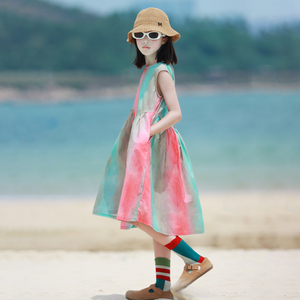 女童连衣裙夏季新款洋气时尚海边度假风沙滩裙高级设计感亲子童装