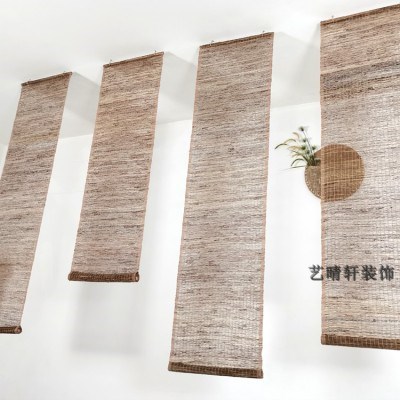 新款苎麻帘玄关垂帘隔断帘日式挂帘免打孔装饰帘屏风帘草帘透光半