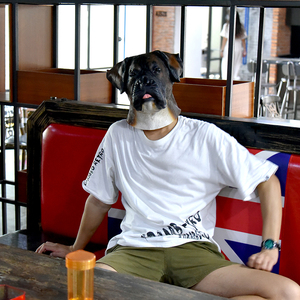 万圣节动物面具化妆舞会成人老虎哈士奇乳胶m面具头套动物金毛狗