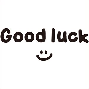 q22goodluck好运幸运可爱笑脸ins白色镜子贴纸家用服装咖啡店铺a.