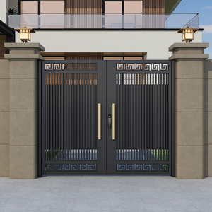 不锈钢别墅庭院门农村入户双开门围墙院子门铁艺大门百叶电动大门