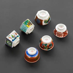 日本原装进口九谷烧时代画风陶瓷套装杯日式彩陶茶杯乔迁送礼品