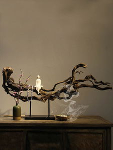 新中式实木根枯木禅意摆件佛像风化木茶室客厅家居玄关装饰工艺品