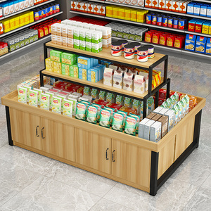超市中岛货架堆头展示架牛奶二层三层展架促销台岛台展示台展示柜