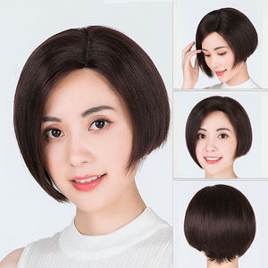 假发短发女手织全头套式时尚女自然波波头三七分发型偏分韩式造型