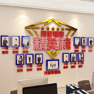 办公室司装饰企业文化照片墙销售a业绩荣誉榜房产中介员工风采展