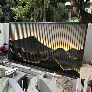 定制不锈钢假山屏风隔断别墅园林山水室外庭院金属钛金户外背景墙