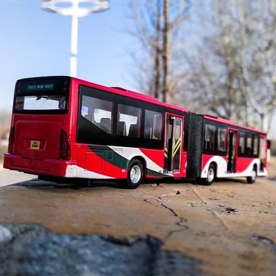 北京1路公交合金车模1/64两节加长公交车r巴士玩具小汽车年终清仓
