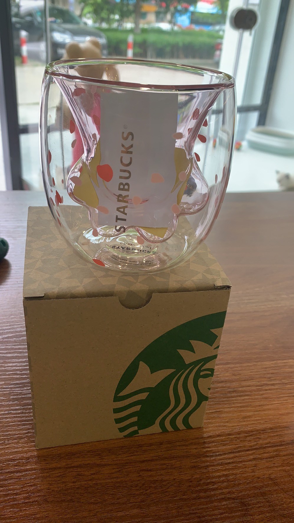 日本购粉色猫爪杯双层紫樱花玻璃n杯猫抓水杯情人节礼物送女朋友