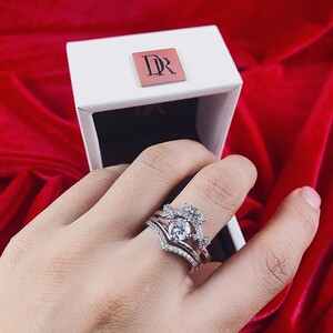 迪奥萃dr纯银一克拉求婚钻戒指活口可调节三合一女戒婚戒礼物送女